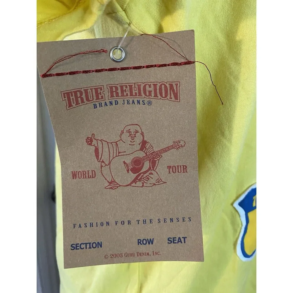 True Religion NWT Calif Gas‎ Lamp Quarter San Diego Yellow Shirt W/Patches